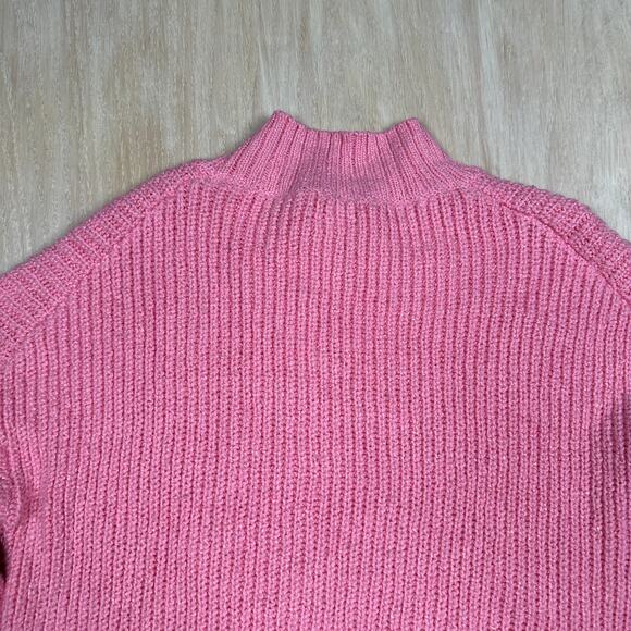 J Crew Pink Cotton Blend Cable Mock Neck Pullover Long Sleeve Sweater Medium - Picture 6 of 13